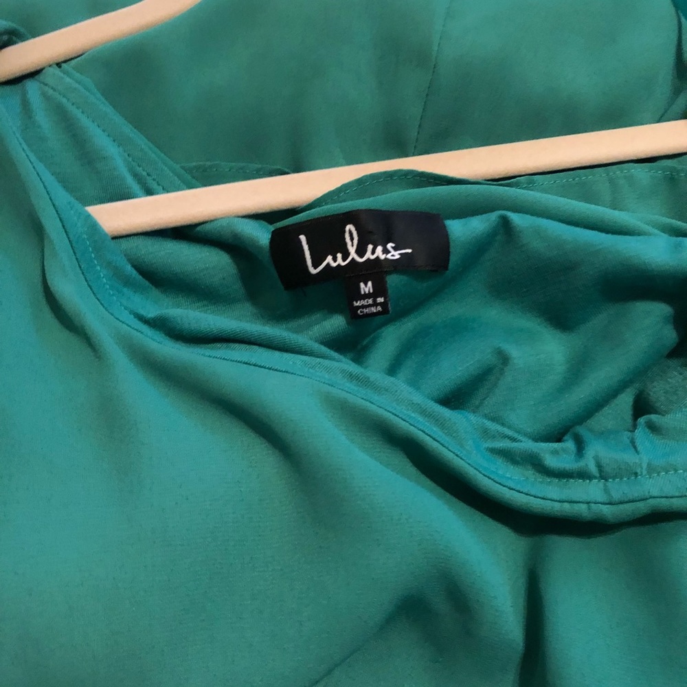 Lulus emerald Green One shoulder long dress - Picture 8 of 9